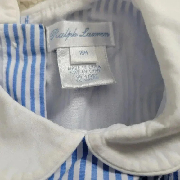 Ralph Lauren Circle Dress 18M Girl's Smocked Sleeveless Blue White Petticoat - Picture 4 of 4